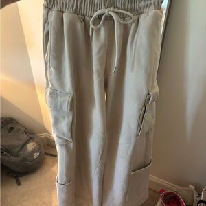 Zara Cream Tie Cargo Sweat Pants
